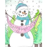 Click here for more information about Holiday Card - Snowman with Banner by Isabella